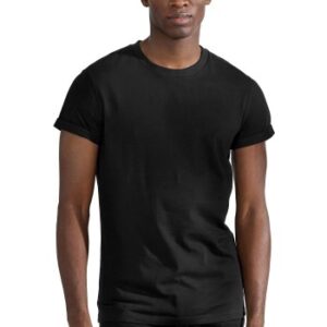 Bread and Boxers Roll-Up Tee Sort økologisk bomuld Small Herre