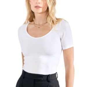 Bread and Boxers T-Shirt Scoop Neck Hvid økologisk bomuld Small Dame