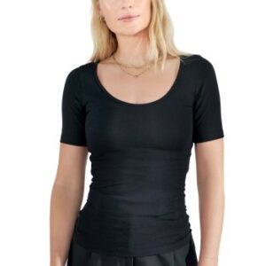 Bread and Boxers T-Shirt Scoop Neck Sort økologisk bomuld Small Dame