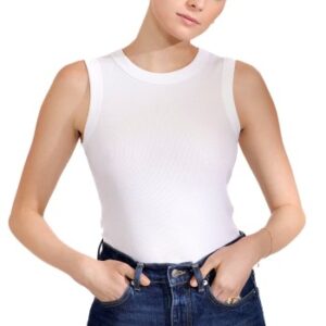 Bread and Boxers Tank Crew Neck Ribbed Hvid økologisk bomuld Small Dame