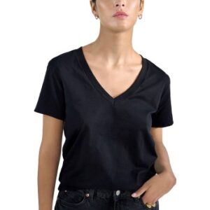 Bread and Boxers V-Neck Regular Tee Sort økologisk bomuld Small Dame