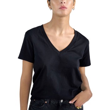 Bread and Boxers V-Neck Regular Tee Sort økologisk bomuld Small Dame Bread and Boxers V-Neck Regular Tee Sort økologisk bomuld Small Dame
