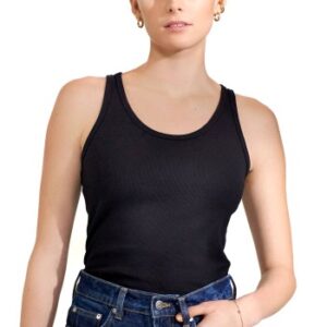 Bread and Boxers Women Ribbed Tank Top Sort bomuld Small Dame