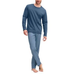 Calida Relax Streamline Long Pyjama Blå bomuld Small Herre