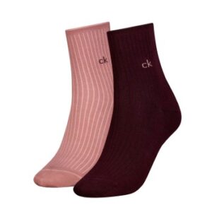 Calvin Klein Strømper 2P Short Sock Roll Top Sort/Rosa Str 39/42 Dame