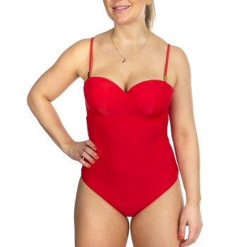 Calvin Klein Structured Bandeau One Piece Rød Small Dame Calvin Klein Structured Bandeau One Piece Rød Small Dame