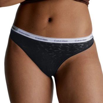 Calvin Klein Trusser Lace Thong Sort polyamid Small Dame Calvin Klein Trusser Lace Thong Sort polyamid Small Dame