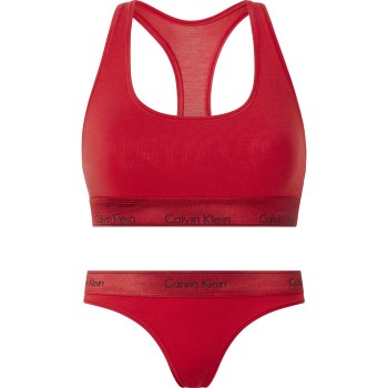 Calvin Klein Trusser Modern Cotton Metallic Set Rød Small Dame Calvin Klein Trusser Modern Cotton Metallic Set Rød Small Dame