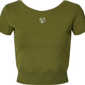 Carite Ribbed Waist Crop Tshirt Dame Xs Grøn