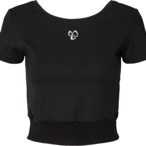 Carite Ribbed Waist Crop Tshirt Dame Xs Sort
