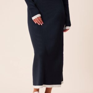 Contrast Knitted Midi Skirt