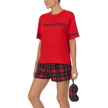 DKNY 100 DKNY Short Pj Set Rød/Sort Small Dame DKNY 100 DKNY Short Pj Set Rød/Sort Small Dame