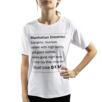 DKNY Spell It Out Short Sleeve Tee Hvid Small Dame DKNY Spell It Out Short Sleeve Tee Hvid Small Dame