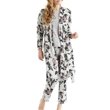 Damella Greymelange Flower Wrap Around Robe Grå Large Dame Damella Greymelange Flower Wrap Around Robe Grå Large Dame