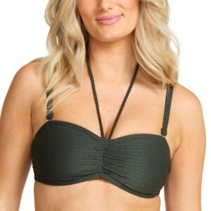 Damella Olivia Textured Padded Bikini Bra Mørkgrøn nylon 38 Dame