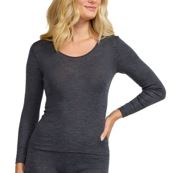Damella Wool And Silk Long Sleeve Top Mørkgrå uld 38 Dame Damella Wool And Silk Long Sleeve Top Mørkgrå uld 38 Dame