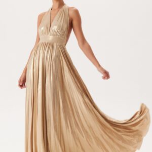 Deep V Neck Metallic Dress