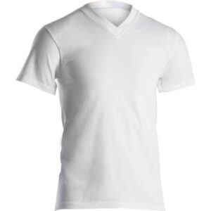 Dovre Single Jersey V-neck T-Shirt Hvid bomuld Small Herre