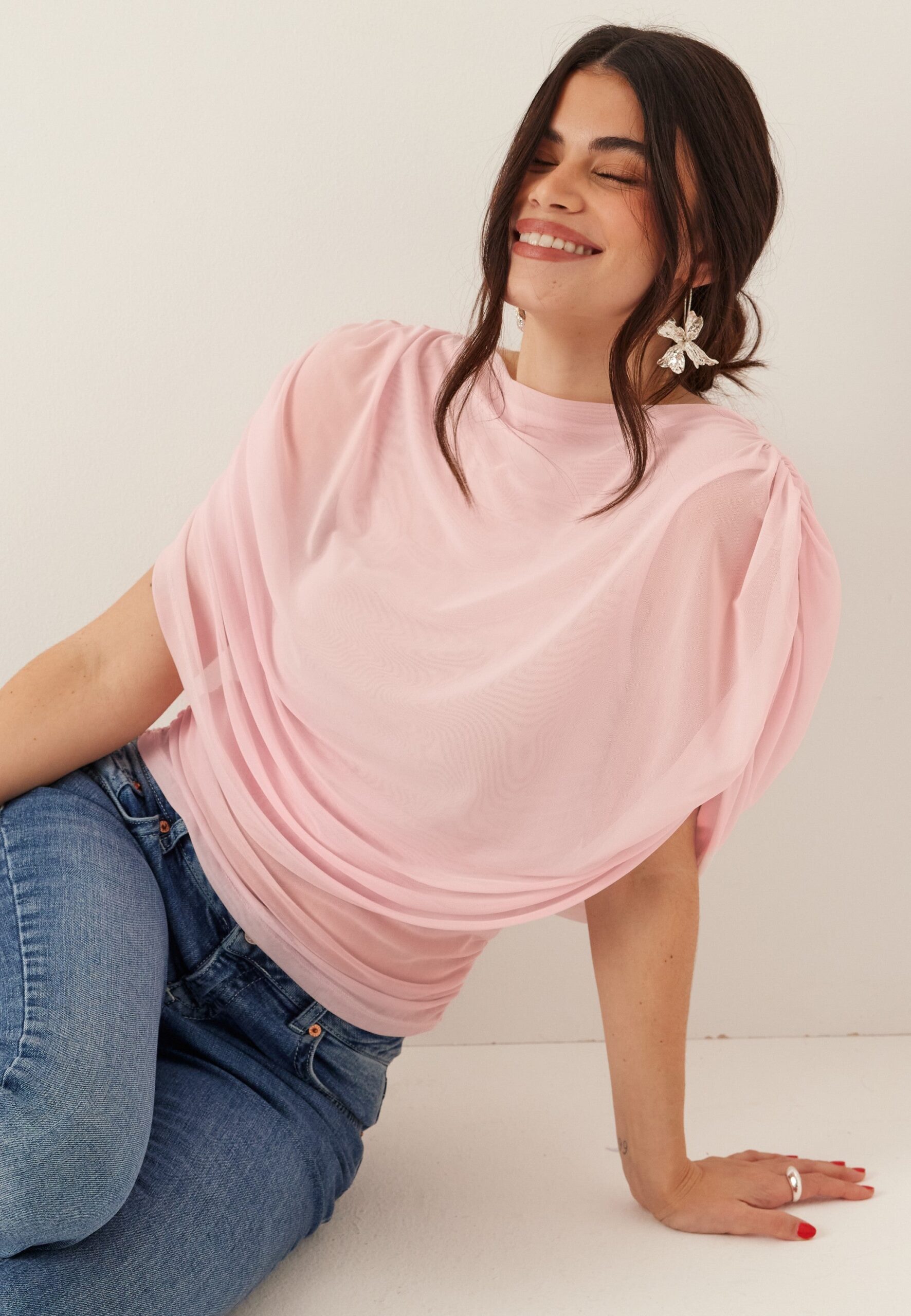 Drapy Mesh Cape Top Drapy Mesh Cape Top