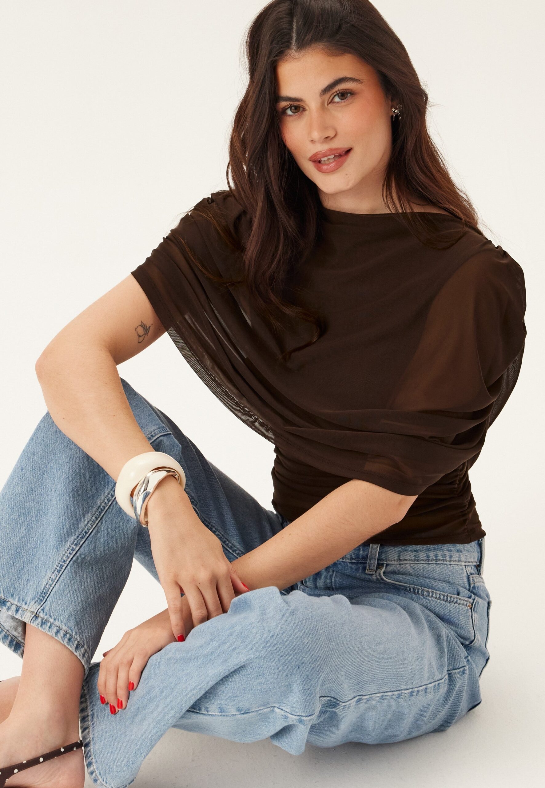 Drapy Mesh Cape Top Drapy Mesh Cape Top