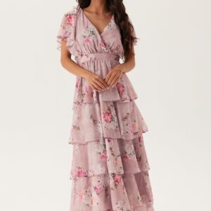 Floral Flutter Tiered Maxi Dress