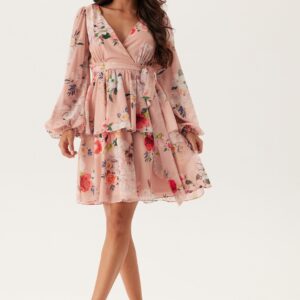 Floral Long Sleeve Tiered Skater Dress