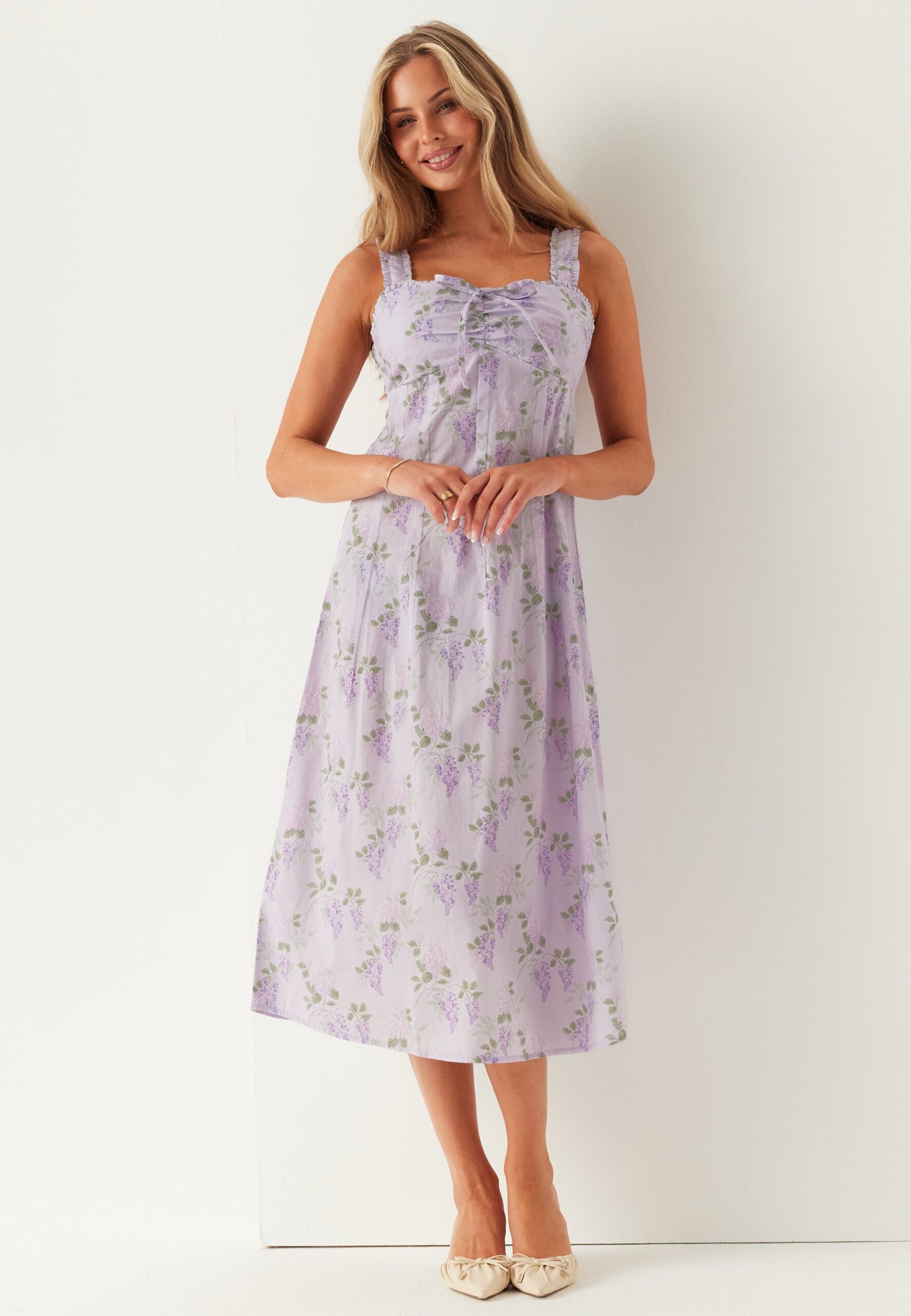 Frill Detail Cotton Midi Dress Frill Detail Cotton Midi Dress
