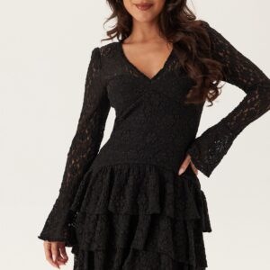 Frill Lace Long Sleeve Short Dress