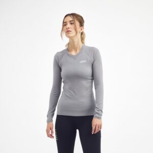 LIPATI Uld-mix Langærmet T-shirt Dame Str. L - Perfekt til løb i koldt vejr, grå farve