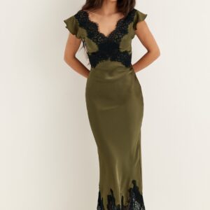 Lace Satin Maxi Dress