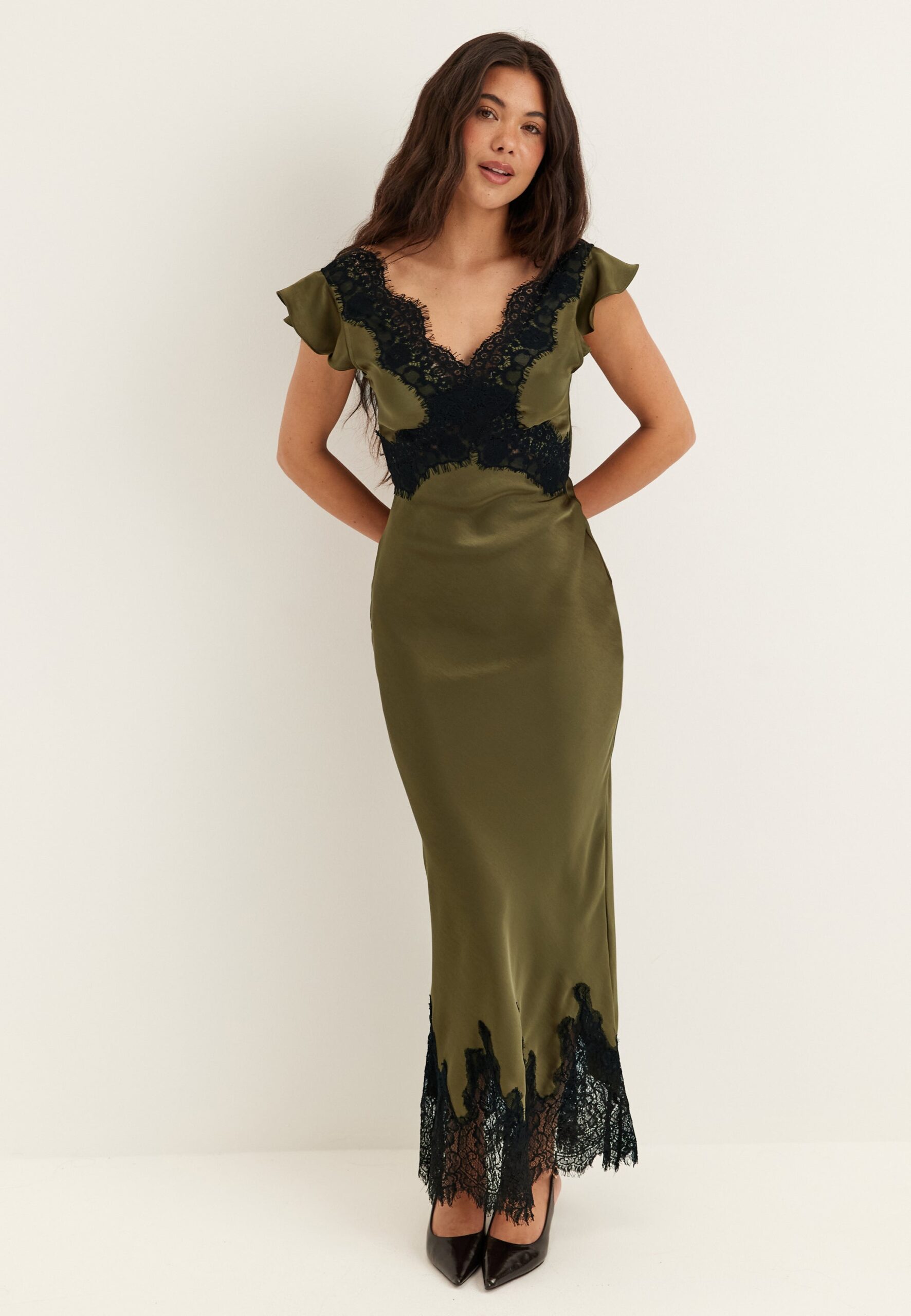 Lace Satin Maxi Dress Lace Satin Maxi Dress