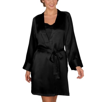 Lady Avenue Pure Silk Short Kimono Sort silke Small Dame Lady Avenue Pure Silk Short Kimono Sort silke Small Dame