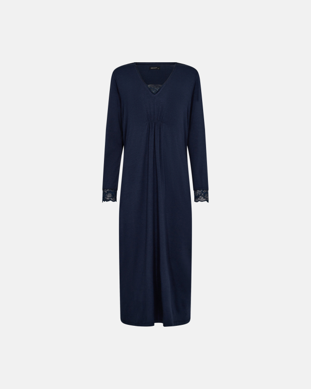 Lang natkjole | Bambusviskose | Navy Lang natkjole | Bambusviskose | Navy