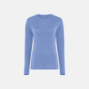 Langærmet t-shirt | 100% merino uld | Blå