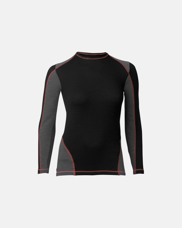 Langærmet t-shirt "dual layer" | Uld | Sort Langærmet t-shirt "dual layer" | Uld | Sort