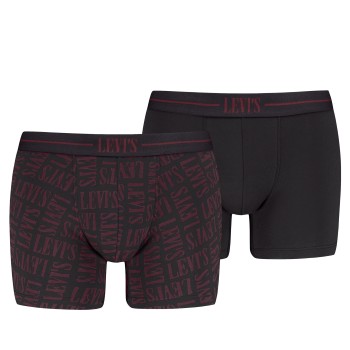 Levis 2P Logo Boxer Sort/Rød bomuld Medium Herre Levis 2P Logo Boxer Sort/Rød bomuld Medium Herre