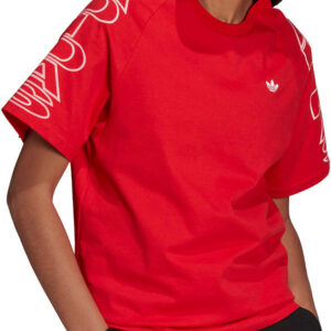 Loose Adidas Letter Tshirt Dame 32 Rød