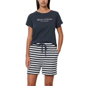 Marc O Polo Lounge Short Pyjama Set Hvid/Marine bomuld Small Dame