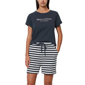 Marc O Polo Lounge Short Pyjama Set Hvid/Marine bomuld Small Dame Marc O Polo Lounge Short Pyjama Set Hvid/Marine bomuld Small Dame