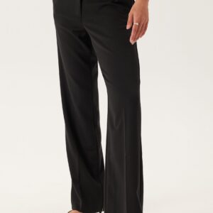 Mid Waist Straight Back Pocket Trousers