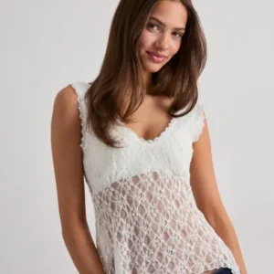 Nelly - Hvid - Lace Flounce Top