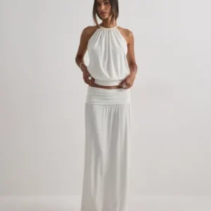 Nelly - Hvid - Low Waist Flowy Maxi Skirt