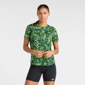 New Balance London Edition Athletics Printed SS Tee Str. L Grøn Dame