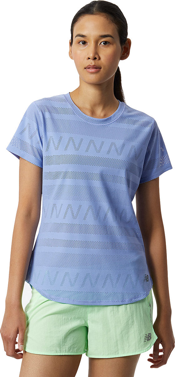 New Balance Q Speed Jacquard Tshirt Dame Xs Blå New Balance Q Speed Jacquard Tshirt Dame Xs Blå