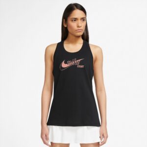 Nike Court Drifit Swoosh Tennistop Dame Xs Sort