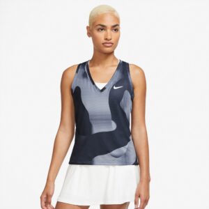 Nike Court Drifit Victory Printed Tennistop Dame Xs Blå