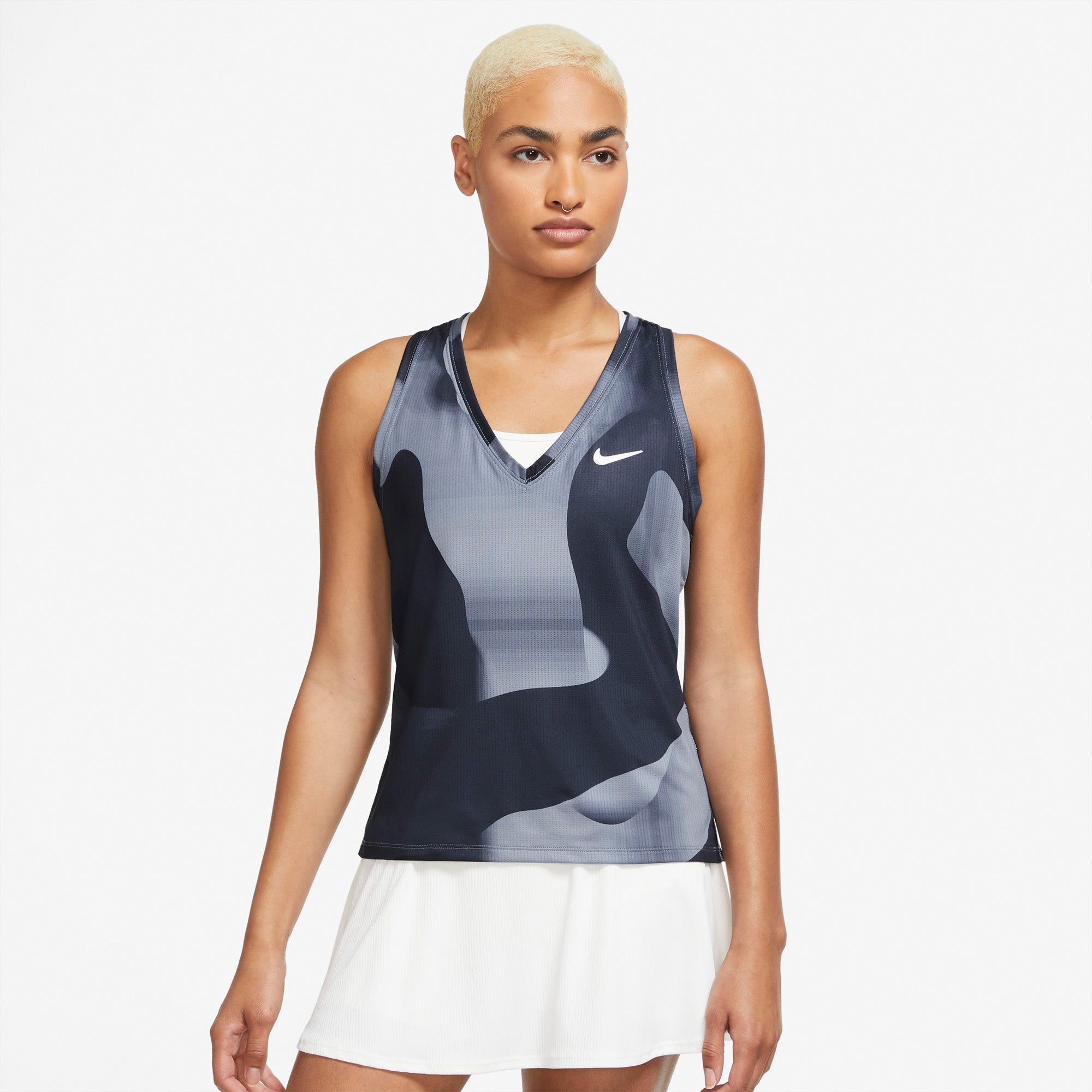 Nike Court Drifit Victory Printed Tennistop Dame Xs Blå Nike Court Drifit Victory Printed Tennistop Dame Xs Blå