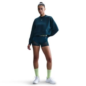Nike DRI-FIT Oversized Crew Neck Cropped Top Str. L Blå Dame