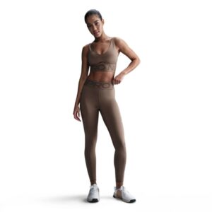 Nike Dri-FIT Sculpt High-Waisted Tights Str. L Brun - Komfortable tights til løb og træning
