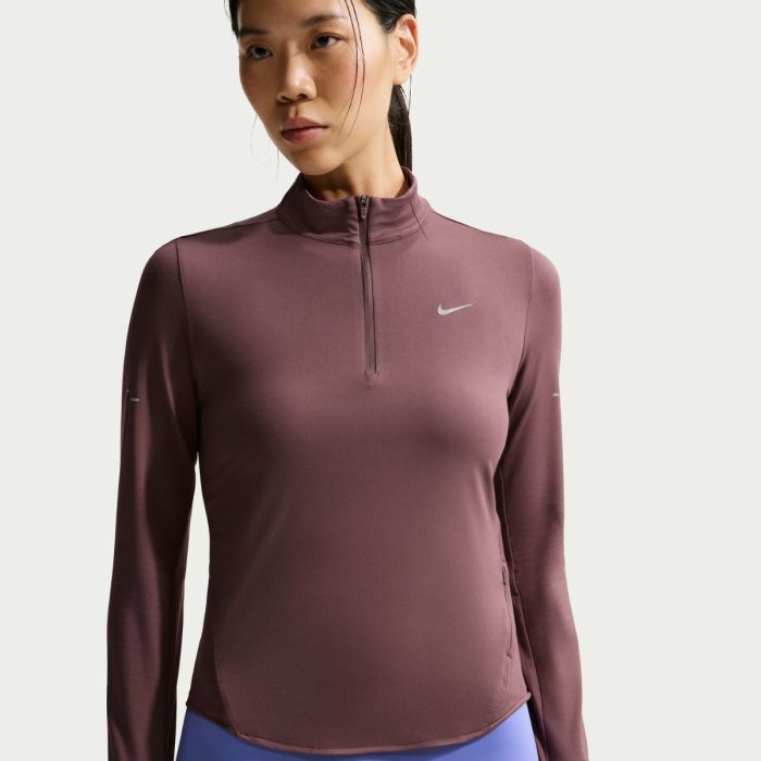 Nike Dri-Fit Swift Half Zip Running Top Str. L Brun Dame Nike Dri-Fit Swift Half Zip Running Top Str. L Brun Dame